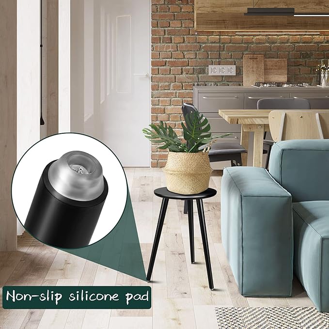 Indoor Plant Stand - Uneedem Wood Mid Century Plant Stand for Indoor Plants, Modern Plant Table,Tall Plant Holder for Flower Pots, Small Round Side Table, End Table (B2-Black,High: 16.5")