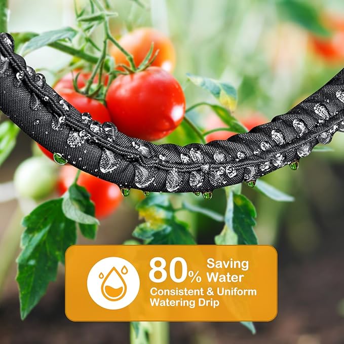 Flat Soaker Hose 50FT*4 Heavy Duty Double Layer Design Save 80% Water for Garden Lawn and Flower Bed Drip Irrigation (200FT)