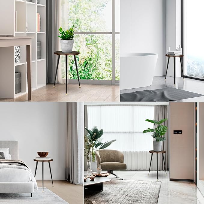 Tall Plant Stand Indoor, Mid Century Wood Plant Stand Plant Table for Flower Pots, Heavy Duty Metal Plant Holder, Modern Home Decor Small Round Side End Table (11.8"x20")