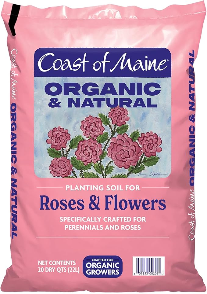 Coast of Maine Roses and Flowers, 20qt (Pack of 4) Organic and Natural Planting Soil for Roses, Annual and Perennial Flowers