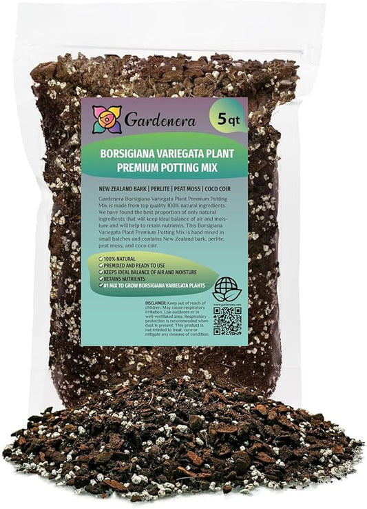 Premium Monstera Borsigiana Potting Mix - Retains Moisture and Promotes Root Growth by Gardenera - 5 Quart
