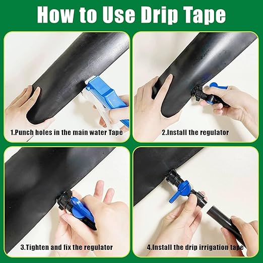 5/8" Drip Tape 1010FT, 6" Spacing Roll,16 Mil Garden Irrigation Tubing Hose, Adjustable Drip Tape Irrigation, Automatic Drip Irrigation System for Flowers, Plants, Fruits, 0.75 GPH/Hole