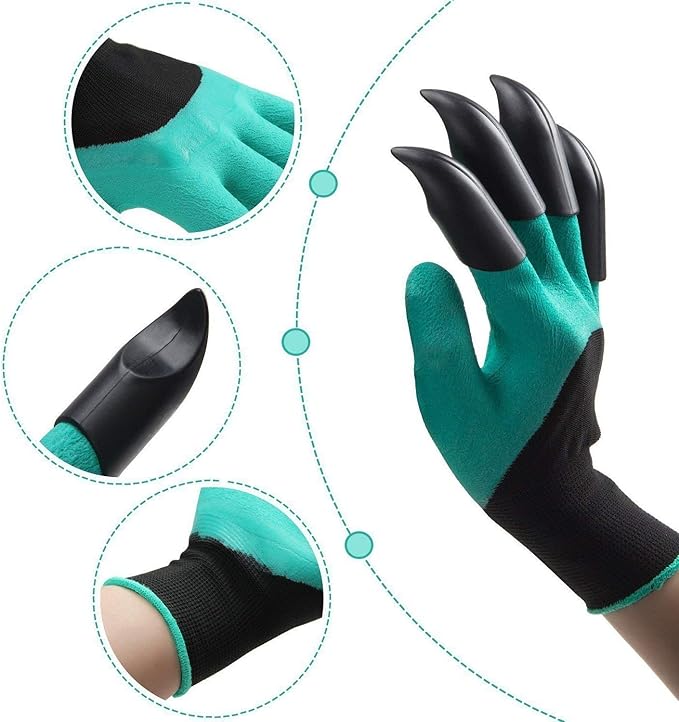 Garden Gloves with Fingertips Claws Quick– Great for Digging Weeding Seeding Poking -Safe for Rose Pruning Best Gardening Tool Best Gift for Gardeners (Double Claw)
