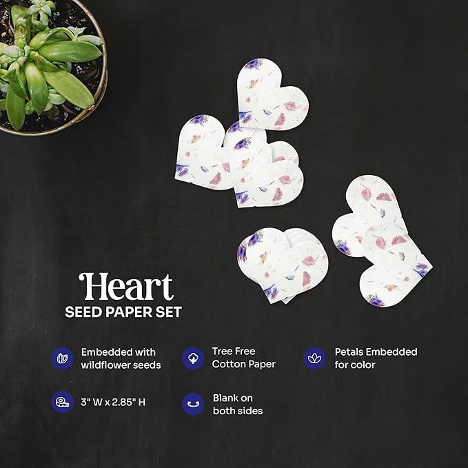 Set of 24 Mixed Heart – Plantable Seed Paper for Weddings, Gifts, and Life Events