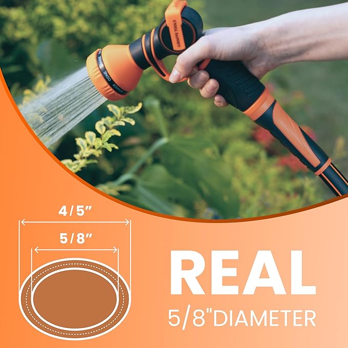 Giraffe Tools Garden Hose 25ft x 5/8", Water Hose Heavy Duty, Flexible, Lightweight Hybrid Hose with Swivel Handle, Male to Female Fittings, Burst 600 PSI