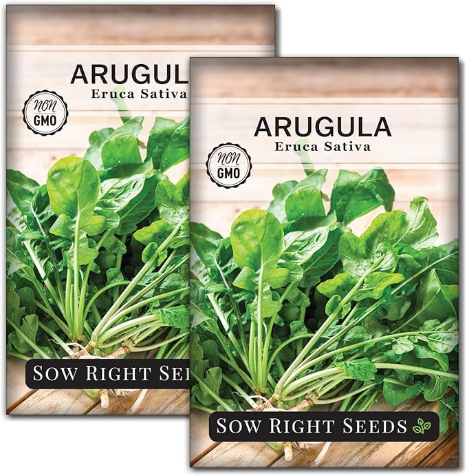 Sow Right Seeds - Arugula Seeds for Planting - Non-GMO Heirloom Seeds with Instructions to Plant a Home Vegetable Garden - Indoors, Hydroponics or Outdoors - Salad Greens - Grow Kitchen Herbs (2)