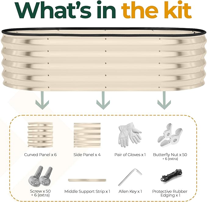 Utopia Home Galvanized Raised Garden Bed, 4ft x 2ft Lightweight Planter Boxes Outdoor with Easy Assembly, Large Garden Bed for Vegetables, Fruits, Flower - Beige