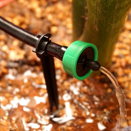 1 GPH Drip Irrigation Emitters Pressure Compensating Drippers Constant Flow Heads Parts Garden Flower Pots Plants Systems Dig Kit for 1/4 Inch Watering Tubing Line 50-Pack