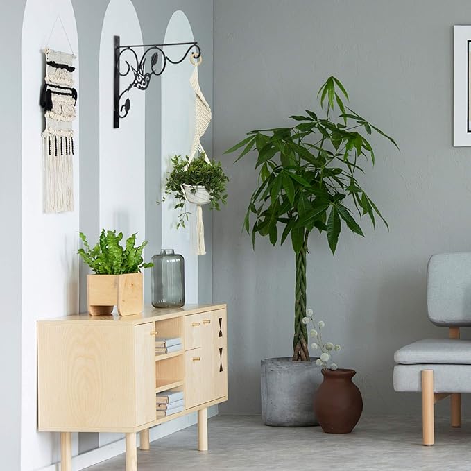 Hanging Plants Bracket, 2 Pack 12 inch Wall Planter Hook with Iron Screws Included, Decorative Plant Hanger for Bird Feeders, Wind Chimes Indoor, Flower Pot, Lantern, Outdoor Indoor Patio Decor