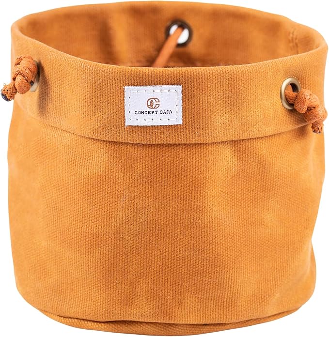 Waxed Canvas Handmade Hanging Planter for Indoor/Outdoor Plants, Hanging Basket Plant Holder Dijon Yellow