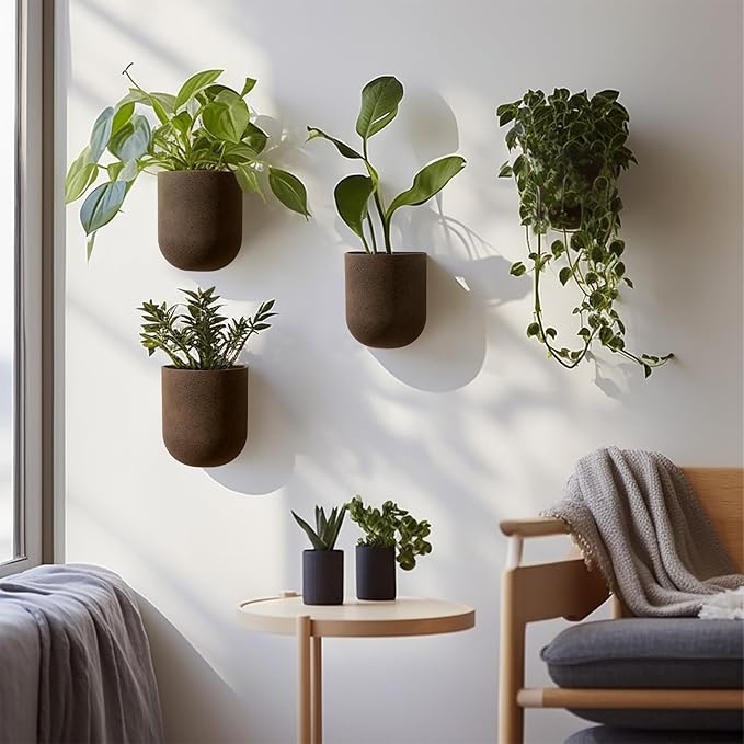 LA JOLIE MUSE Wall Hanging Planters for Indoor Plants, Hanging Flower Pots for Air Plants Succulent, Set of 2, 6 Inch, Iron Rust