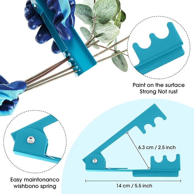 WILLBOND 11 Pcs Rose Thorn Remover Valentine Leaf Stripping Tool Garden Pruning Shear Scissors Kit Thorn Remover for Roses Floral Gloves and Floral Tape for Outdoor Gardening Flower(Blue)