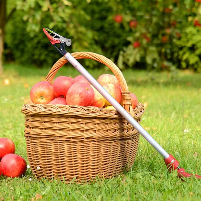 32-Inch Cut and Hold Pruners, Long-Reach Tree Pruner with Rotating Cutter Head, Long Pruning Shears for Garden, Fruit Picking, Branches Trimming