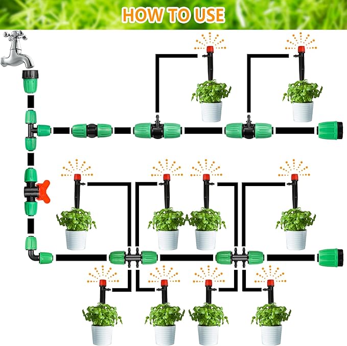 Drip Irrigation Fittings for 1/2 inch Tubing (0.60"-0.63" OD), 16 Pieces Barbed Coupling Drip Parts Locked Coupler Connectors, Drip Line Nuts Connectors for 1/2" Drip Irrigation Hose (13mm ID)