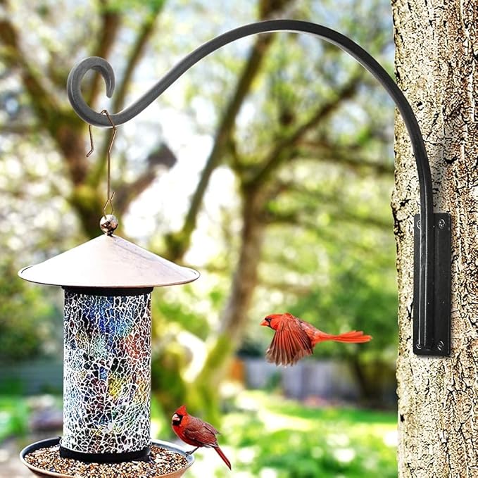 Qiang Ni Heavy-Duty Plant Hanger Outdoor: Hanging Plant Hook for Outside Basket - 16-Inch Wall Mount Plant Bracket for Bird Feeder