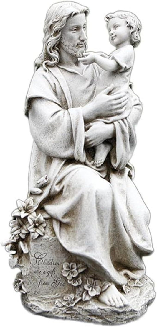 Avalon Gallery Garden Statue - Stone Resin Indoor/Outdoor Catholic Sculpture, 20" Tall, Jesus with Child