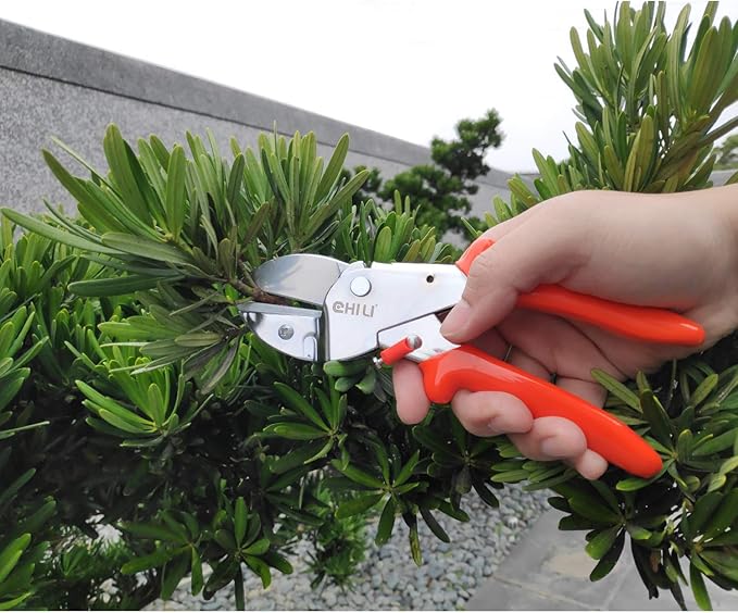 8" Pruning Shears with SK-5 Blades, Bypass Anvil Pruner, Hand Pruner, Clippers for Gardening Tools, Hi-Leverage Type (Ø ≦ 17MM), Made In Taiwan