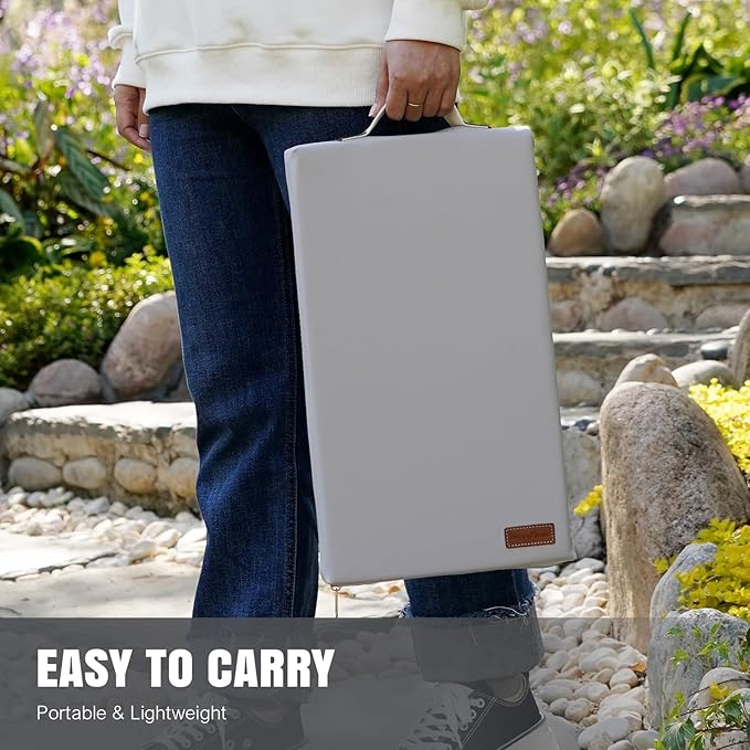 HappyPicnic Waterproof Garden Kneeling Pad - 2" Thick Soft Foam Kneeling Mat for Gardeners with Handle & Removable Cover, Knee Support for Bathing, Grey