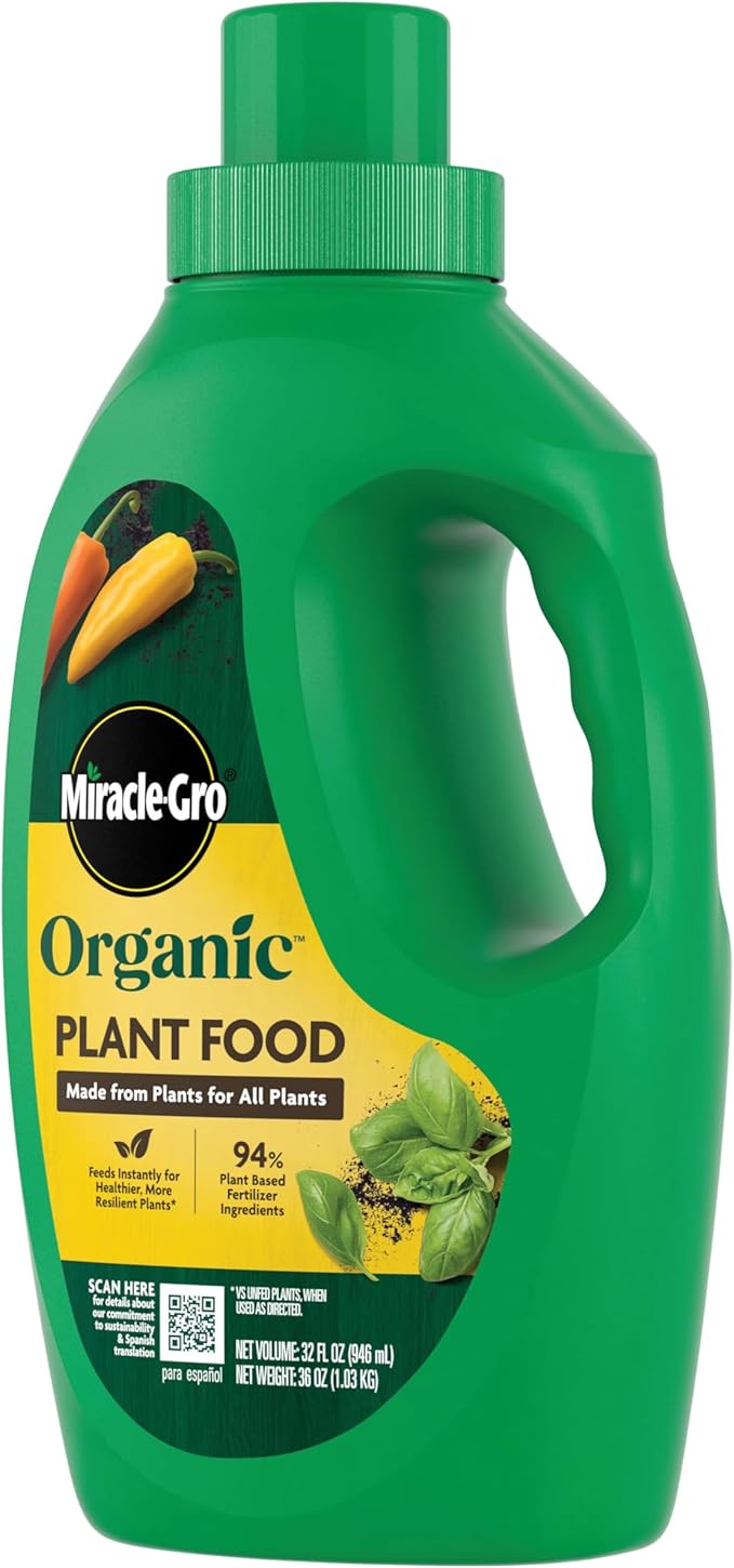 Miracle-Gro Organic Plant Food, Made from Plants for All Plants, Use with Indoor or Outdoor Container Plants and In-Ground Gardens, OMRI Listed, 32 oz.