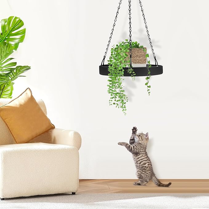 Plant Hanger Indoor Outdoor, Hanging Planter Baskets for Outdoor Indoor Plants, Hanging Plant Holder, Hanging Tray for Plants, Metal Window Plant Hanger, Black Hanging Plant Shelf, 3 Pack