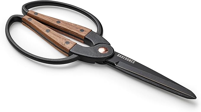 Barebones Garden Scissors - Walnut Plant Scissors - Garden Supplies and Indoor Plant Accessories - Plant Shears with Wide Handles - Comfortable Fit Hand Pruners (Large)