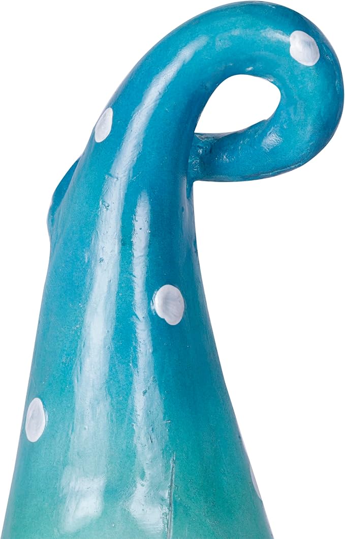 Alpine Corporation 17” Tall Outdoor Garden Gnome Yard Decoration - Speak No Evil Statue - Gnome with Turqoise Polka Dot Hat – Durable, Weatherproof Décor for Patio & Deck