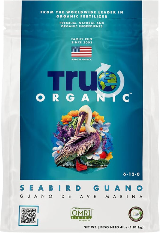 True Organic Seabird Guano – Organic Fertilizer for Abundant Fruits, Flowers, Vegetables, and Foliage – 4lb Bag Covers 70 Sq. Ft.
