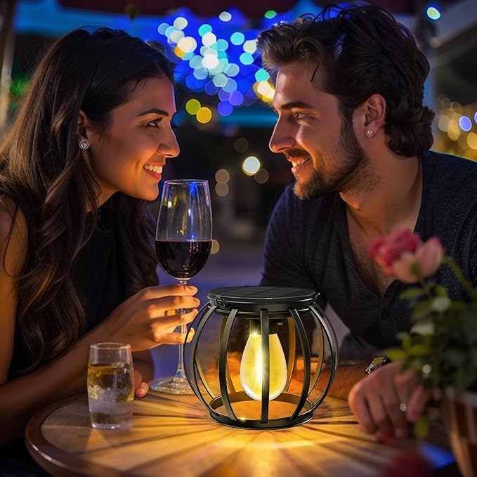 2 Pack Solar Lanterns Outdoor Lights, Upgraded Metal Solar Lantern Lights, Brighter Hanging Solar Lights Outdoor Waterproof, Auto On/Off Outdoor Solar Lights for Yard Garden Patio Pathway Decor