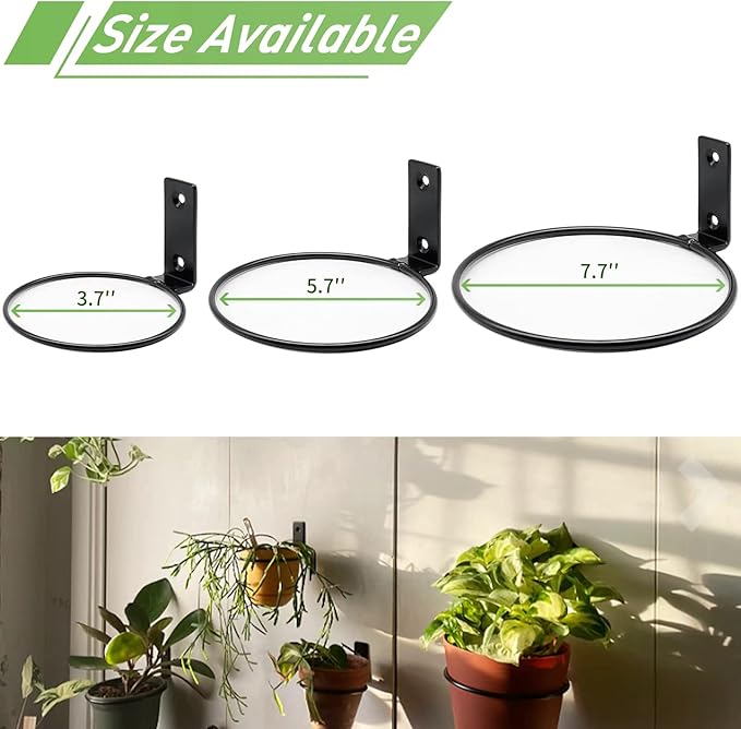 6 Pack 4 Inch Wall Flower Pot Holder Ring Plant Hanger, Metal Planter Hooks Wall Mounted Bracket Heavy Duty for Outdoor Indoor