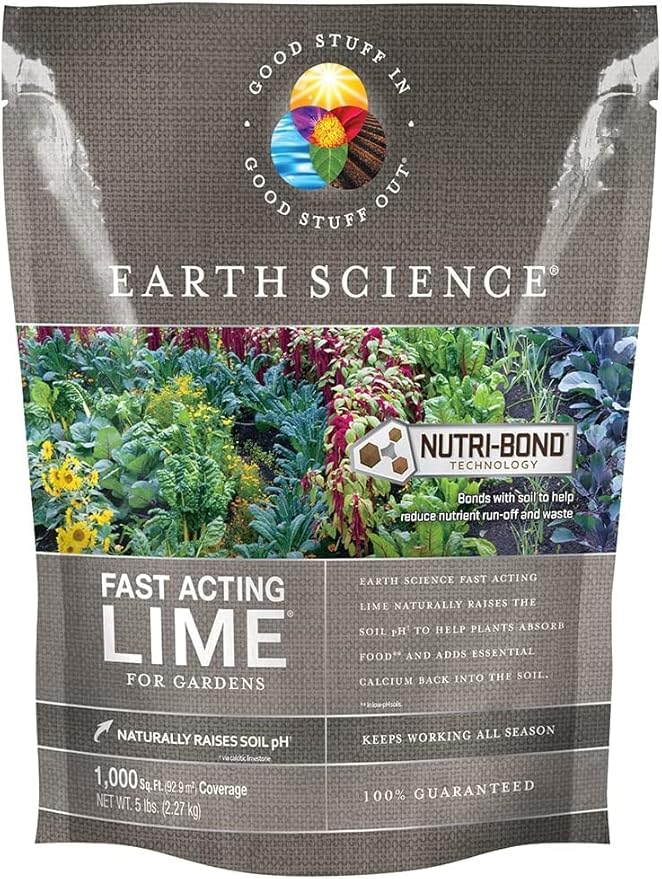 Earth Science Fast Acting Lime - (5lb) Instantly Raise pH of Soil & Reduce Nutrient Runoff for Improved Growth & Color - Long Lasting Lawn Care with Calcium