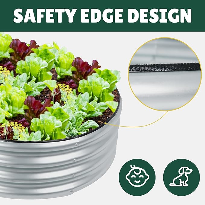 LINEX Galvanized Raised Garden Bed 6x3x1 ft, Metal Raised Garden Beds Outdoor Planter Boxes Clearance for Gardening Vegetables Flowers Herbs Above Ground