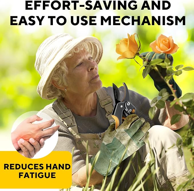 Ratchet Pruning Shears for Gardening Heavy Duty - Increases Cutting Power 3x - Perfect Ratchet Pruners for Weak Hands & Arthritis- 8” Anvil Garden Clippers - w/Extra Sharp Blade for Effortless Cutting