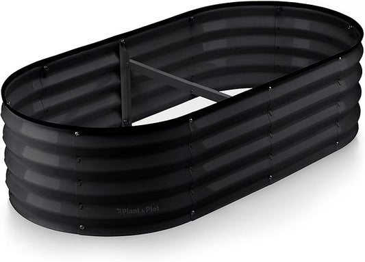 Galvanized Raised Garden Beds Outdoor // 4×2×1 ft Planter Raised Beds for Gardening, Vegetables, Flowers // Large Metal Garden Box (Black) // Patented Tool-Free Design