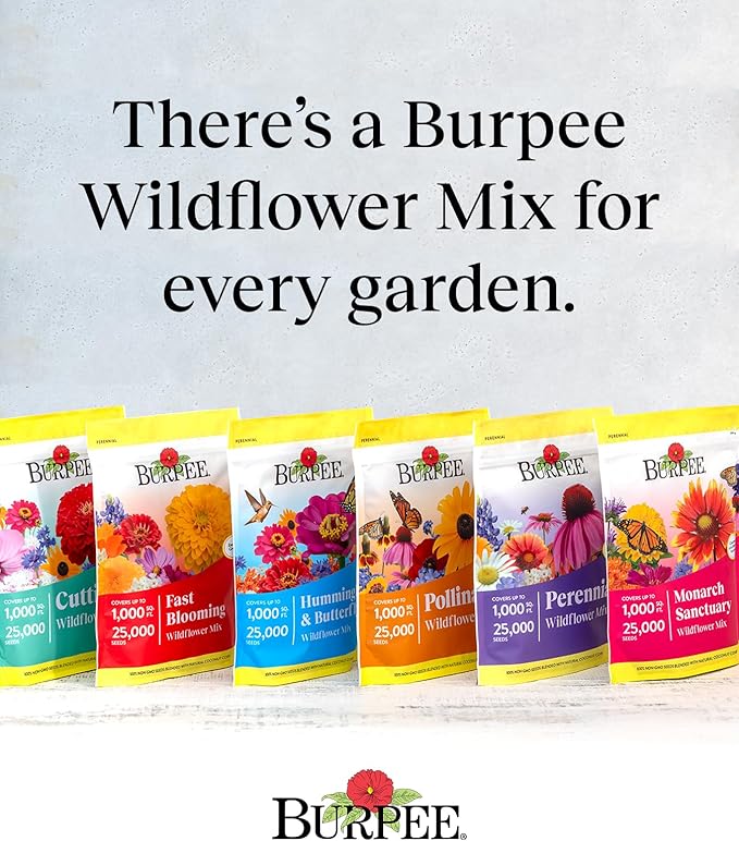 Burpee Wildflower 25,000 Bulk, 1 Bag 18 Varieties of Non-GMO Flower Seeds for Hummingbirds and Butterflies