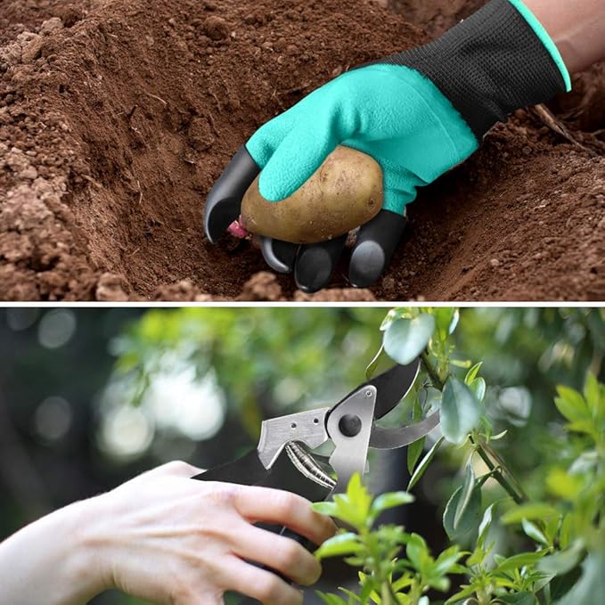 Garden Tools Set with 3 Pcs Aluminum Gardening Tools, 1 Pc Pruning Shear, 1 Pc Mister Spray Bottle, 1 Pc Foam Kneeler,1 Pair Garden Gloves with Claws and 1 Pc Gardener Bag, Gifts for Mom Dad