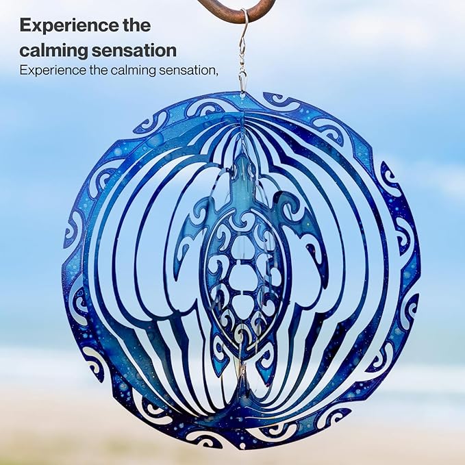 VP Home Tribal Turtle Kinetic Wind Spinners for Yard and Garden Wind Spinner Outdoor Metal Large Hanging Turtle Decor 3D Garden Art Wind Sculpture Spinners Kinetic Art Lawn Ornaments, 12x15 inches