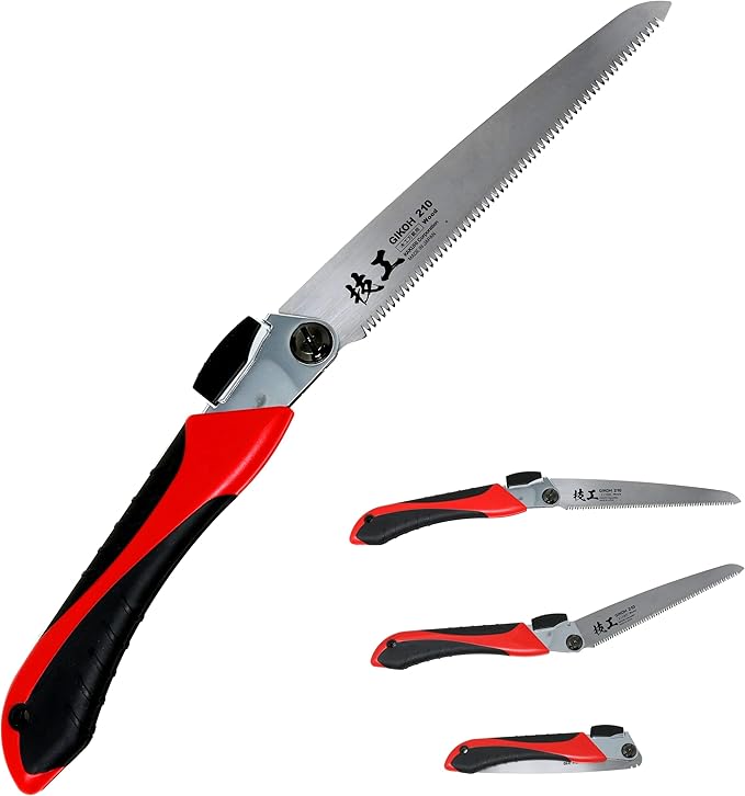 KAKURI Japanese Pull Saw Folding for Woodworking 8-1/4", Foldable Hand Saw for Wood, Timber, Raw Wood, Tree Branch, Razor Sharp Japanese Steel Blade, Made in JAPAN