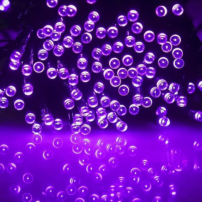 FUNPENY 240 LED Halloween String Lights, 78 FT Waterproof Black Wire Fairy Lights Plug in, 8 Lighting Modes Halloween Lights Decorations for Indoor Outdoor Garden Party (Purple)