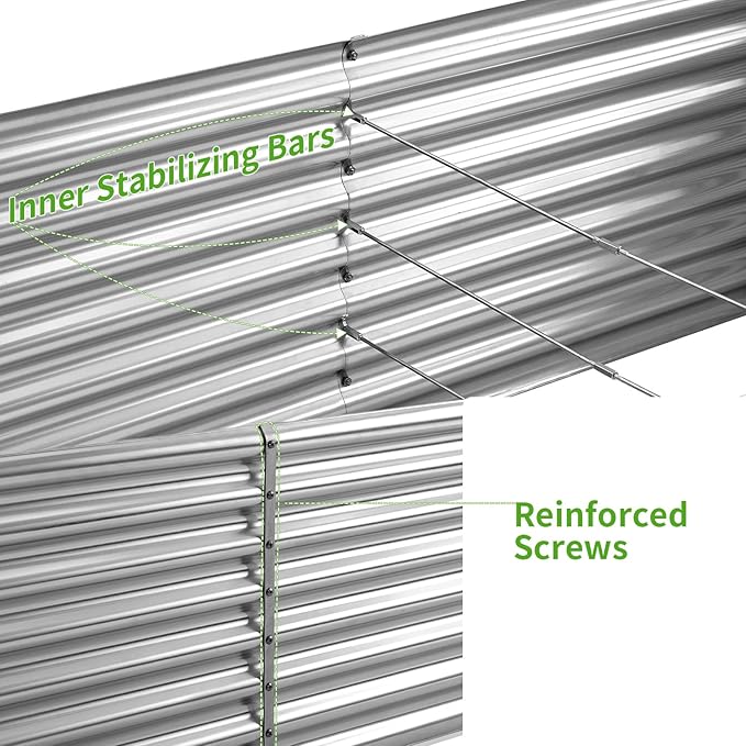 Land Guard 6×3×2 ft Galvanized Metal Raised Garden Bed, 2FT Deep Root Elevated Planter Box Steel Large Vegetable Flower Bed Kit(Silver)