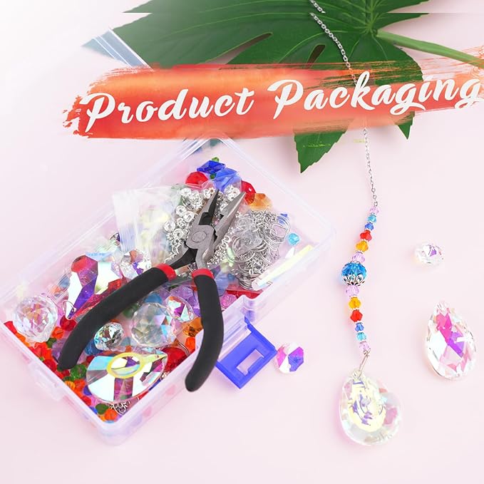LPKADQA 500PCS Sun Catcher Kits for Adults Crystal Beads for Suncatchers DIY Suncatcher Making Kits for Indoor Outdoor Garden Decor Arts and Crafts for Adults