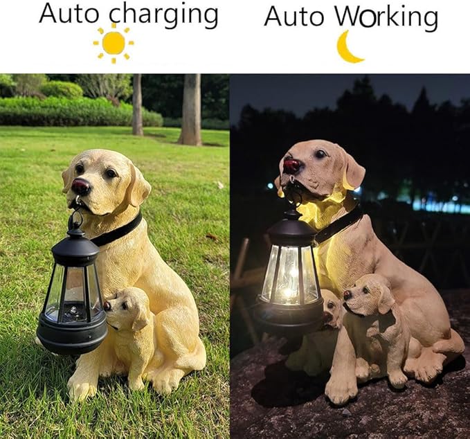 Garden Statues Dog Solar Hanging Light, Courtyard Resin Simulated Handicraft Dog Statue Ornament, Garden Yard Entrance Decoration.