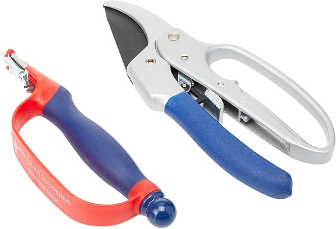 Spear & Jackson CUTTINGSET1 Ratchet Anvil Pruners and Blade Sharpener Set