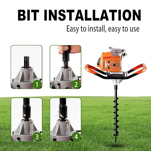 4" Earth Auger Drill Bit - Heavy-Duty Steel Spiral Bit for Post Hole Digging, Planting Trees, Bulbs, Fencing - Fits 3/4" Auger Power Heads (31.5" Long)