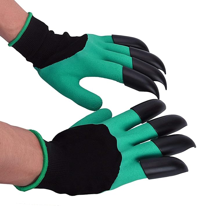 Garden Gloves with Fingertips Claws Quick– Great for Digging Weeding Seeding Poking -Safe for Rose Pruning Best Gardening Tool Best Gift for Gardeners (Double Claw)