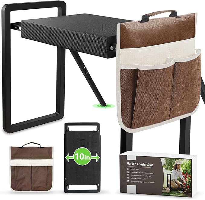 seasky Foldable Garden Kneeling and Seat, Anti-Tipping Garden Stool Widened Thick Soft Kneeling Pad,Heavy Duty Gardening Stool with Garden Tool Bag, Gardening Gift for Women(Without Gloves)