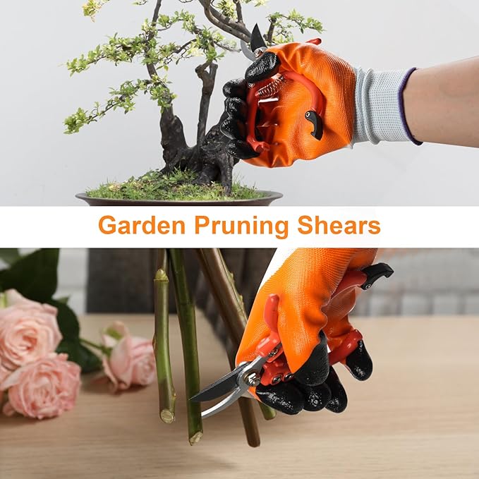 6Pcs Pruning Shears Set with Bypass Pruning Shears, Garden Scissors, Pruning Snips,Saw,Gloves,Storage Bag,Handheld Garden Shears Set for Plant