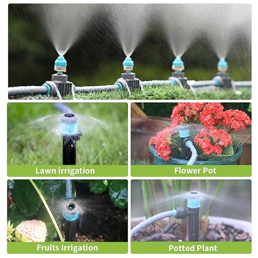 Drip Irrigation Kit, Garden Watering System with Quick Connectors,97FT Automatic Irrigation System with 12mm 6mm Irrigation Tubing Hose, Misting Watering System for Outdoor Plants