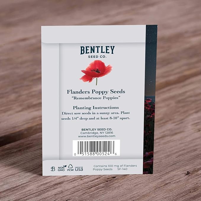 Bentley Remembrance Poppy Seeds - The Ones Who Love Us Never Really Leave Us - Non-GMO Memorial Funeral Keepsake Favor Packets for Planting & Growing Plants in Memory