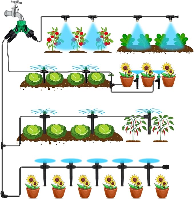 5 Pcs Hose Adapter Kit, Y Water Splitter 1-Way/2-Way Convert 3/4 Inch Female GHT to 1/4 Inch Irrigation Tubing Connectors, Garden Faucet Connectors for Irrigation Misting System