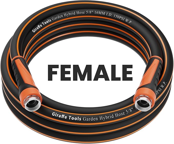 Giraffe Tools Garden Leader Hose 10ft x 5/8", Short Water Hose Heavy Duty, Flexible, Lightweight Hybrid Hose with Swivel Handle, Double Female Fittings, Burst 600 PSI